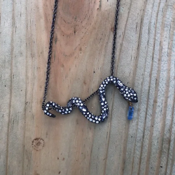 Alexis Bittar snake necklace with blue drop - Picture 3 of 10